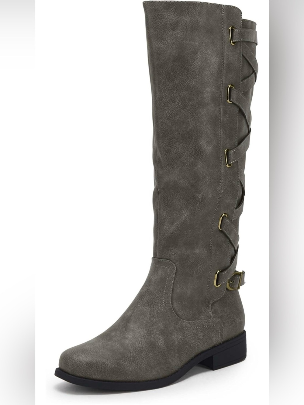 Knee High Gray Motorcycle Boots